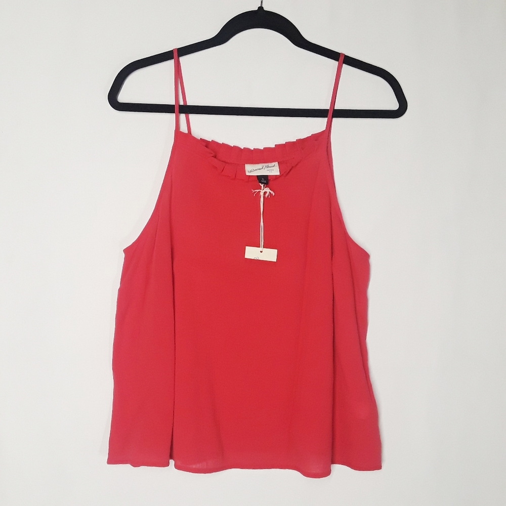 UNIVERSAL THREAD Pink Red Pleat Neckline Sleeveless Tank Top XL NWT